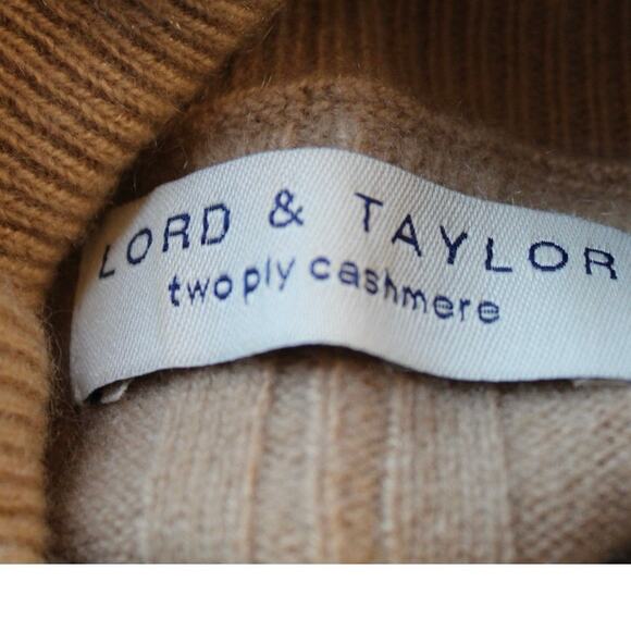 Lord & Taylor 100% Cashmere Ribbed Turtleneck Sweater Camel Beige Women’s Size M - Picture 4 of 7